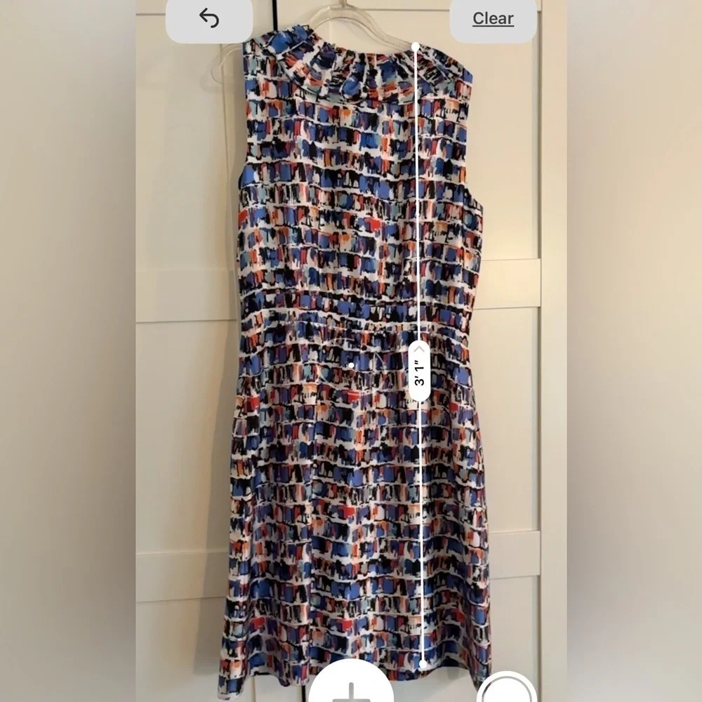 Kate Spade Kaleidoscope Ruffle Sheath Silk Dress Blue Multi Color Size 10